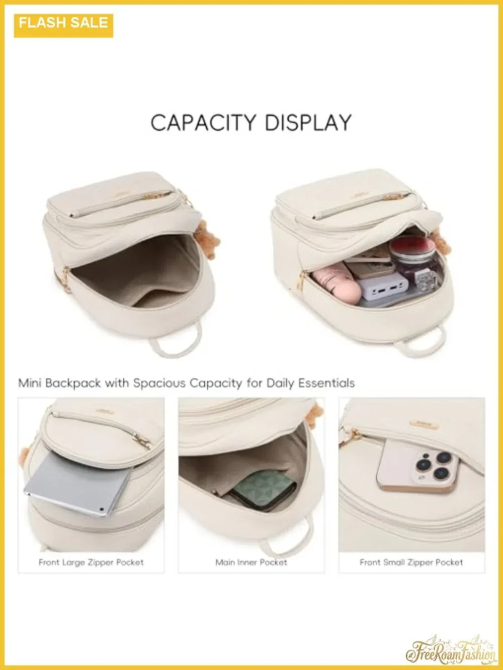 Faux Leather Mini Backpack Purse with Cartoon Charm, Cute Fashion Backpack for